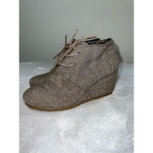 TOMS Cloth Fall Herringbone Wedge Bootie Women’s 8
